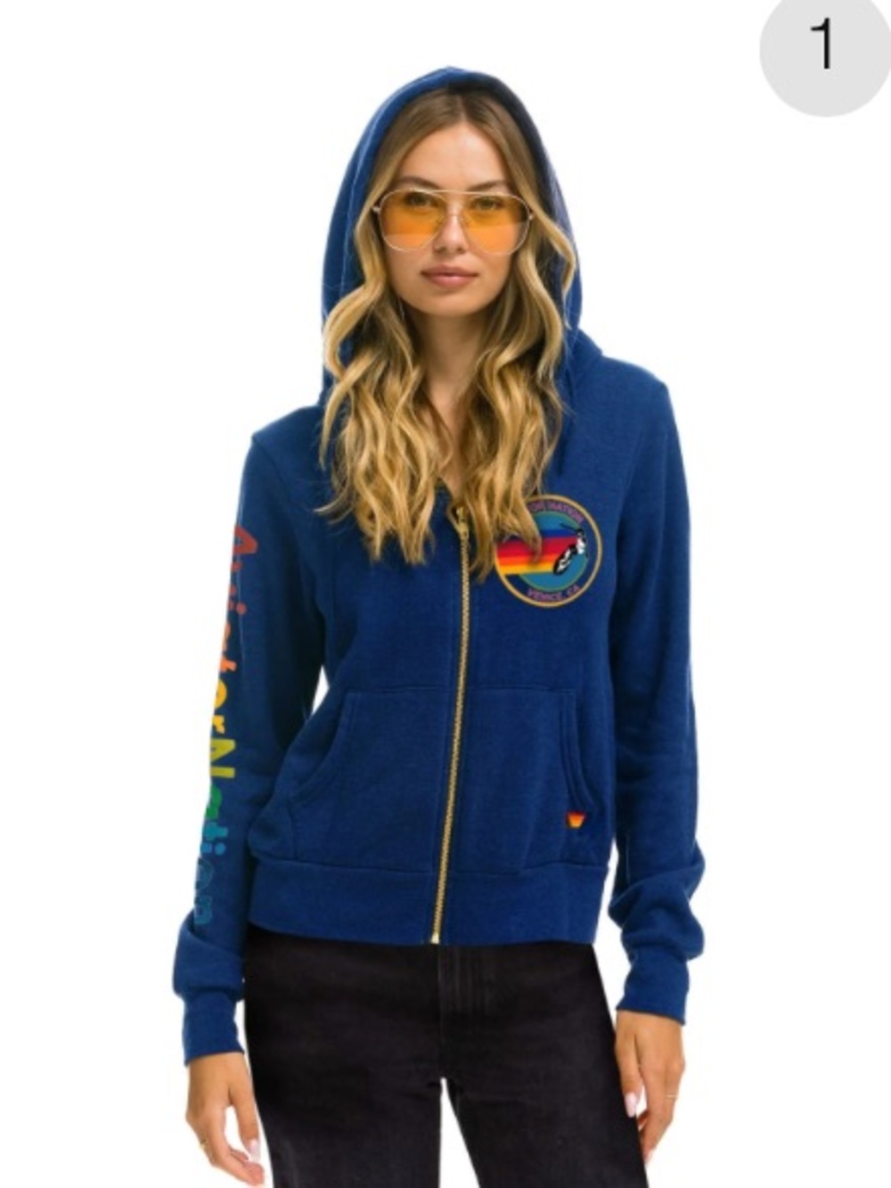 Aviator Nation Navy Blue Zip Jacket Unisex S